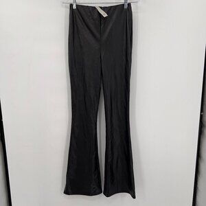 River Island Women's Pants Flare Faux Leather Black Size 10 NWT